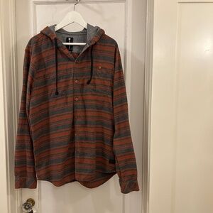 Billabong hooded flannel long sleeve striped men’s top